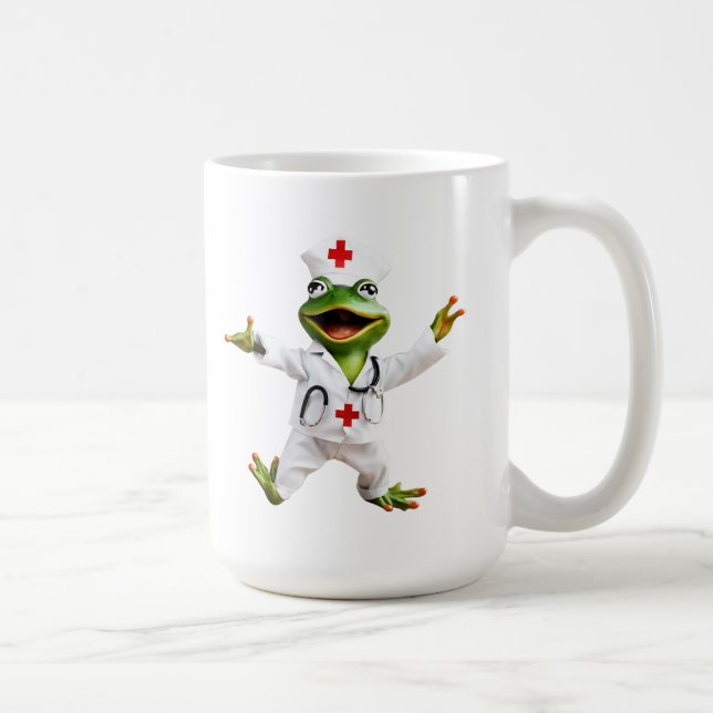 Frog 6 nurse, frog, medic, toad, Ai generated Coffee Mug (Right)