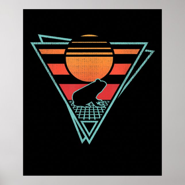 Frog 80s EDM Synthwave Gift Poster (Front)