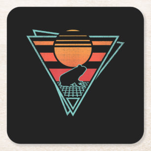 Frog 80s EDM Synthwave Gift Square Paper Coaster