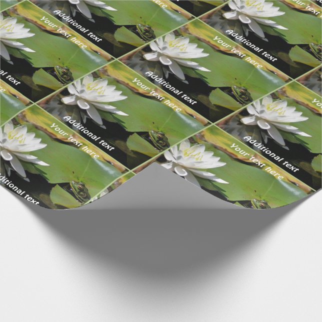 Frog Admiring Lotus Flower Nature Personalised Wrapping Paper (Corner)