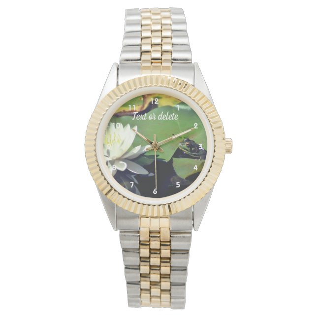 Frog Admiring Water Lily Personalised  Watch (Front)