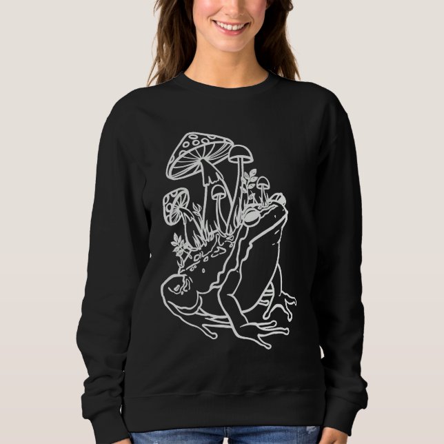 Frog Aesthetic Fly Agaric Toadstool Foraging Mushr Sweatshirt (Front)