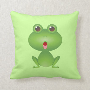 Frog Amphibian Green Frogs Cute Cartoon Pillow