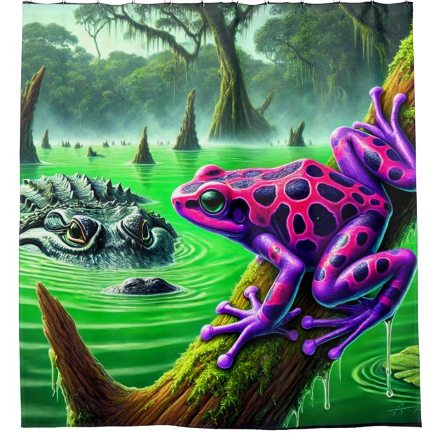 Frog and Alligator Shower Curtain (Front)