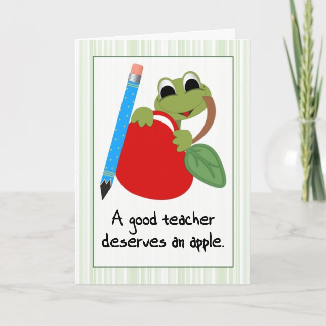 Frog and Apple Good Teacher Appreciation Thank You (Front)