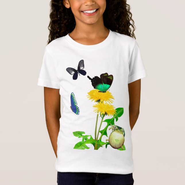 Frog and Butterflies Girls T-Shirt (Front)