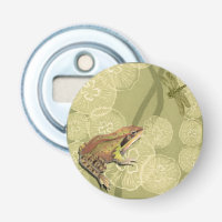 Frog and Dragonfly on Water Lilies