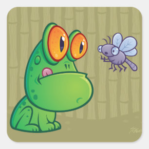 Frog and Dragonfly Square Sticker