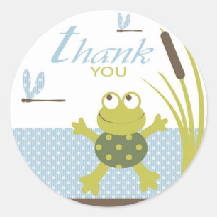 Frog and Dragonfly Thank You Classic Round Sticker