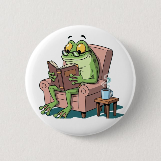 Frog and Education 6 Cm Round Badge (Front)