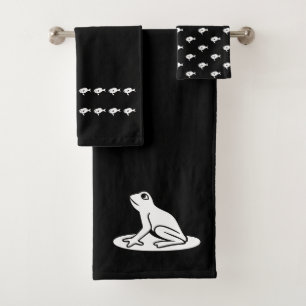 Frog and Fish Bath Black and white towel set