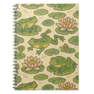 Frog and Lili pads Waterlilies Frogs Notebook