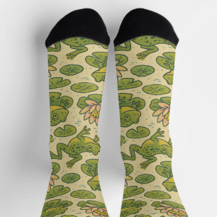 Frog and Lili pads Waterlilies Frogs Socks
