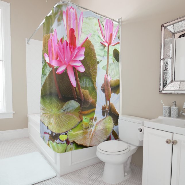 Frog And Lily Pad Shower Curtain (In Situ)