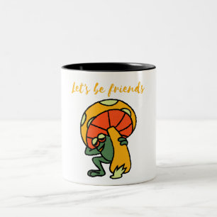 frog and mushroom, let's be friends Two-Tone coffee mug