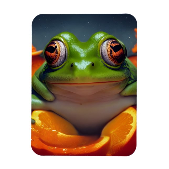 Frog and Oranges Magnet (Vertical)