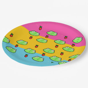 Frog and Strawberry Lover Paper Plate