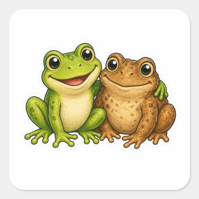 Frog And Toad Cute Nature Art Scene Sticker (Front)