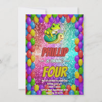 Frog and Turtle character birthday invite
