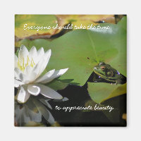 Frog and Water Lily Inspirational Quote Magnet