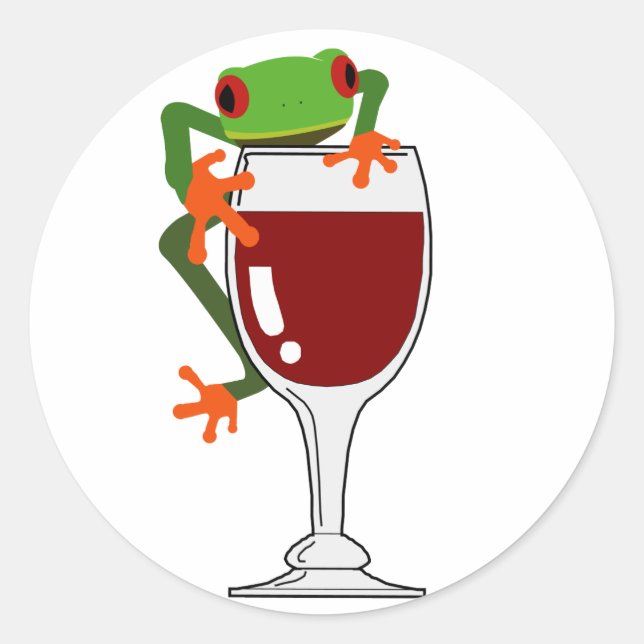 Frog and Wine Classic Round Sticker (Front)