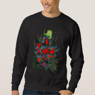 Frog and Woodland Mushrooms Colorful Design Sweatshirt