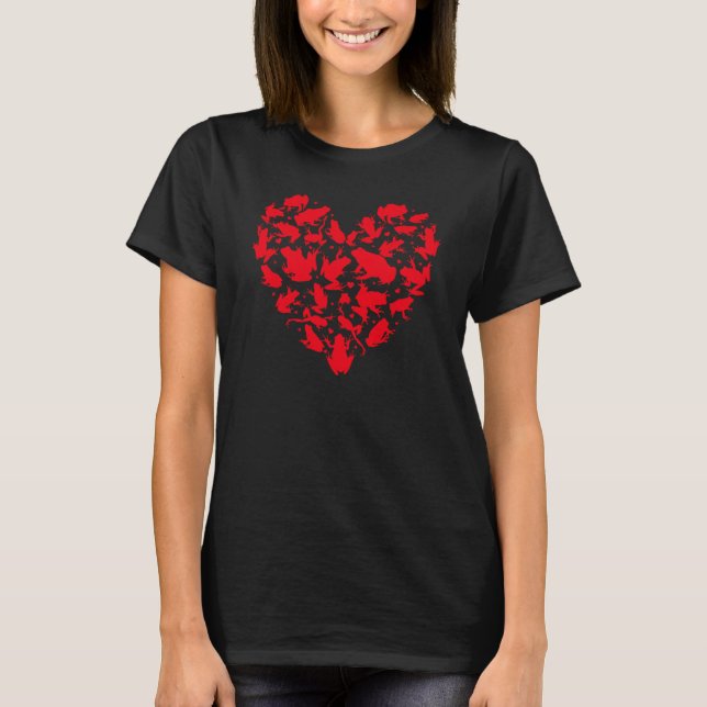 Frog Animal  Heart Frog Valentine's Day T-Shirt (Front)