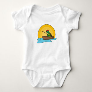 Frog as Angler in Boat Baby Bodysuit