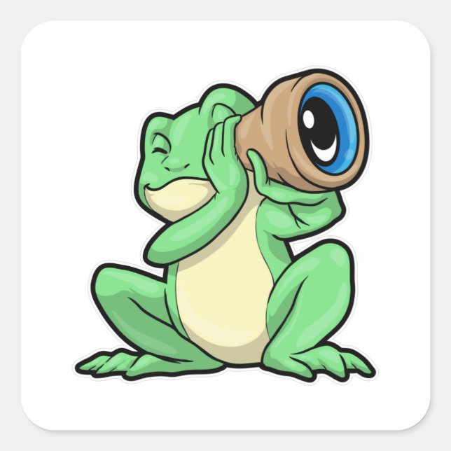Frog as Astronomy with Telescope Square Sticker (Front)