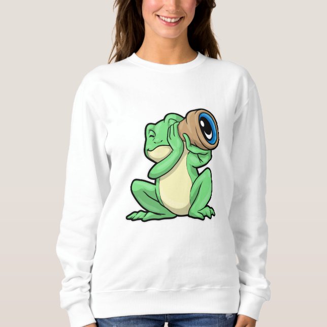Frog as Astronomy with Telescope Sweatshirt (Front)