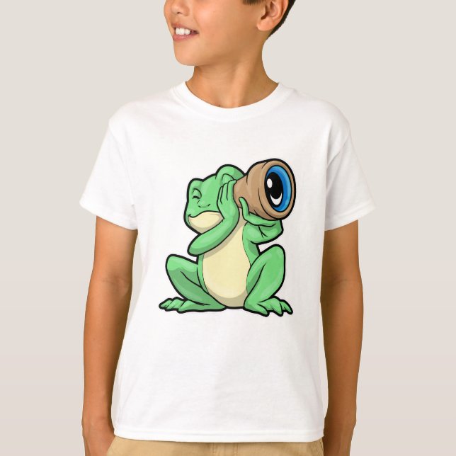 Frog as Astronomy with Telescope T-Shirt (Front)