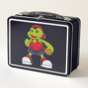 Frog as Basketball player with Basketball Metal Lunch Box