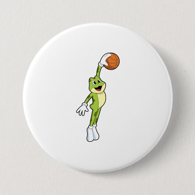 Frog as Basketball player with Basketball.PNG 7.5 Cm Round Badge (Front)
