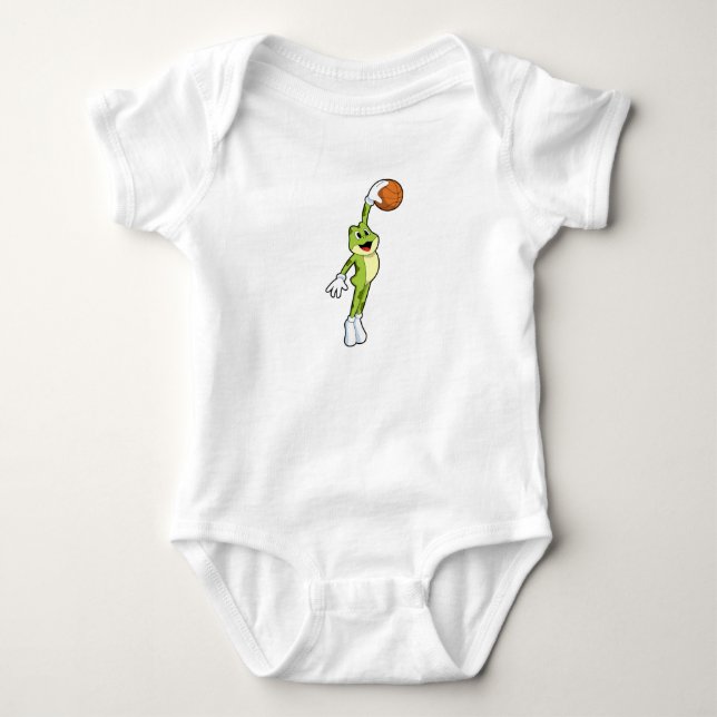 Frog as Basketball player with Basketball.PNG Baby Bodysuit (Front)