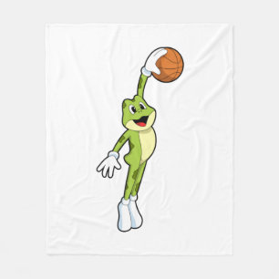 Frog as Basketball player with Basketball.PNG Fleece Blanket