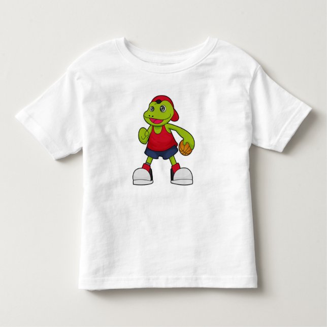 Frog as Basketball player with Basketball Toddler T-Shirt (Front)