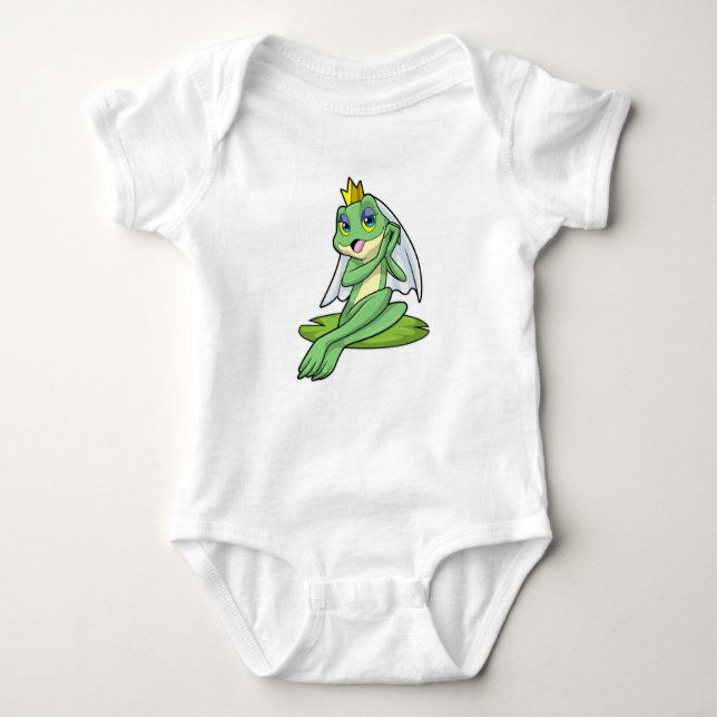 Frog as Bride at Wedding with Crown Baby Bodysuit (Front)