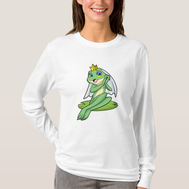 Frog as Bride at Wedding with Crown T-Shirt (Front)