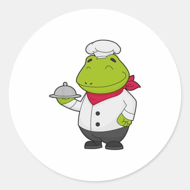 Frog as Cook with Platter Classic Round Sticker (Front)