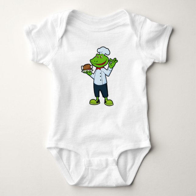 Frog as Cook with Serving plate & Chicken Baby Bodysuit (Front)
