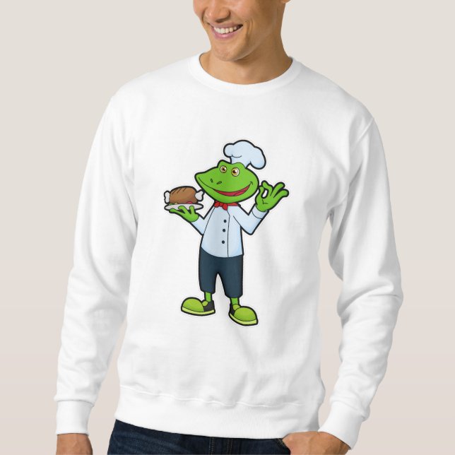 Frog as Cook with Serving plate & Chicken Sweatshirt (Front)