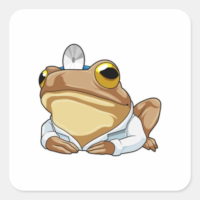 Frog as Doctor with Doctor's coat Square Sticker (Front)