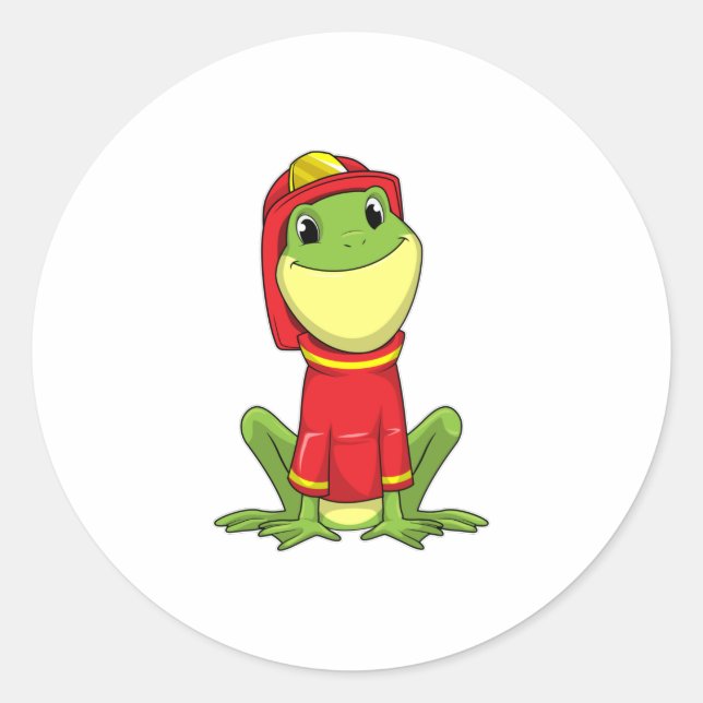 Frog as Firefighter with Helmet Classic Round Sticker (Front)