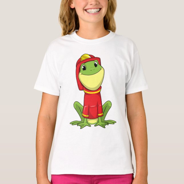 Frog as Firefighter with Helmet T-Shirt (Front)