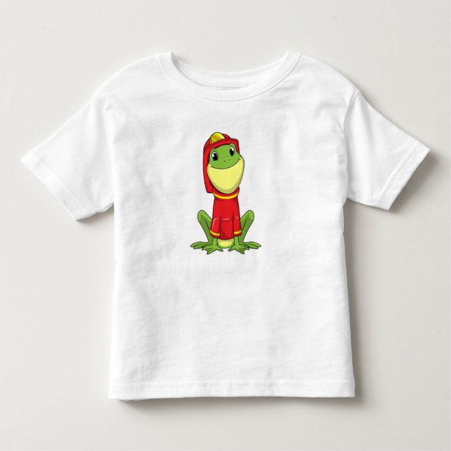 Frog as Firefighter with Helmet Toddler T-Shirt (Front)