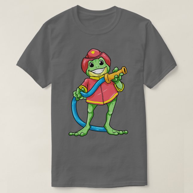 Frog as firefighter with hose T-Shirt (Design Front)