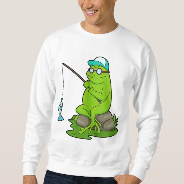 Frog as Fisher with Fishing rod & Fish Sweatshirt (Front)