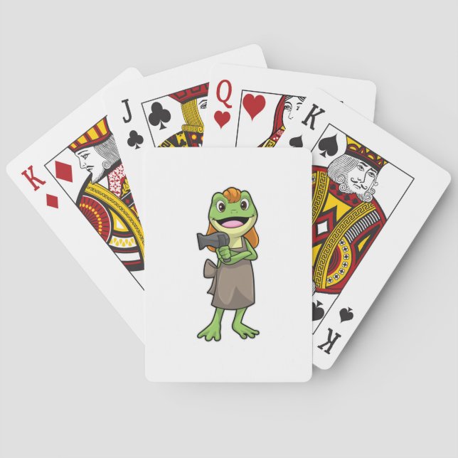 Frog as Hairdresser with Hairdryer Playing Cards (Back)