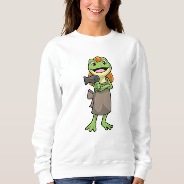 Frog as Hairdresser with Hairdryer Sweatshirt (Front)