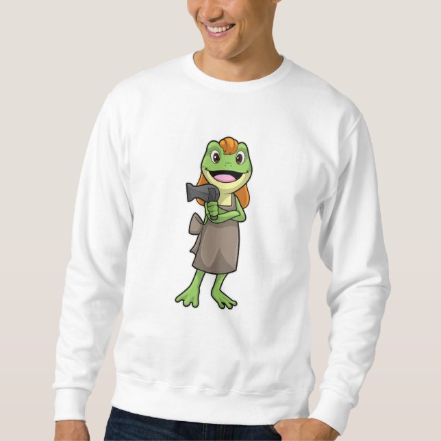 Frog as Hairdresser with Hairdryer Sweatshirt (Front)